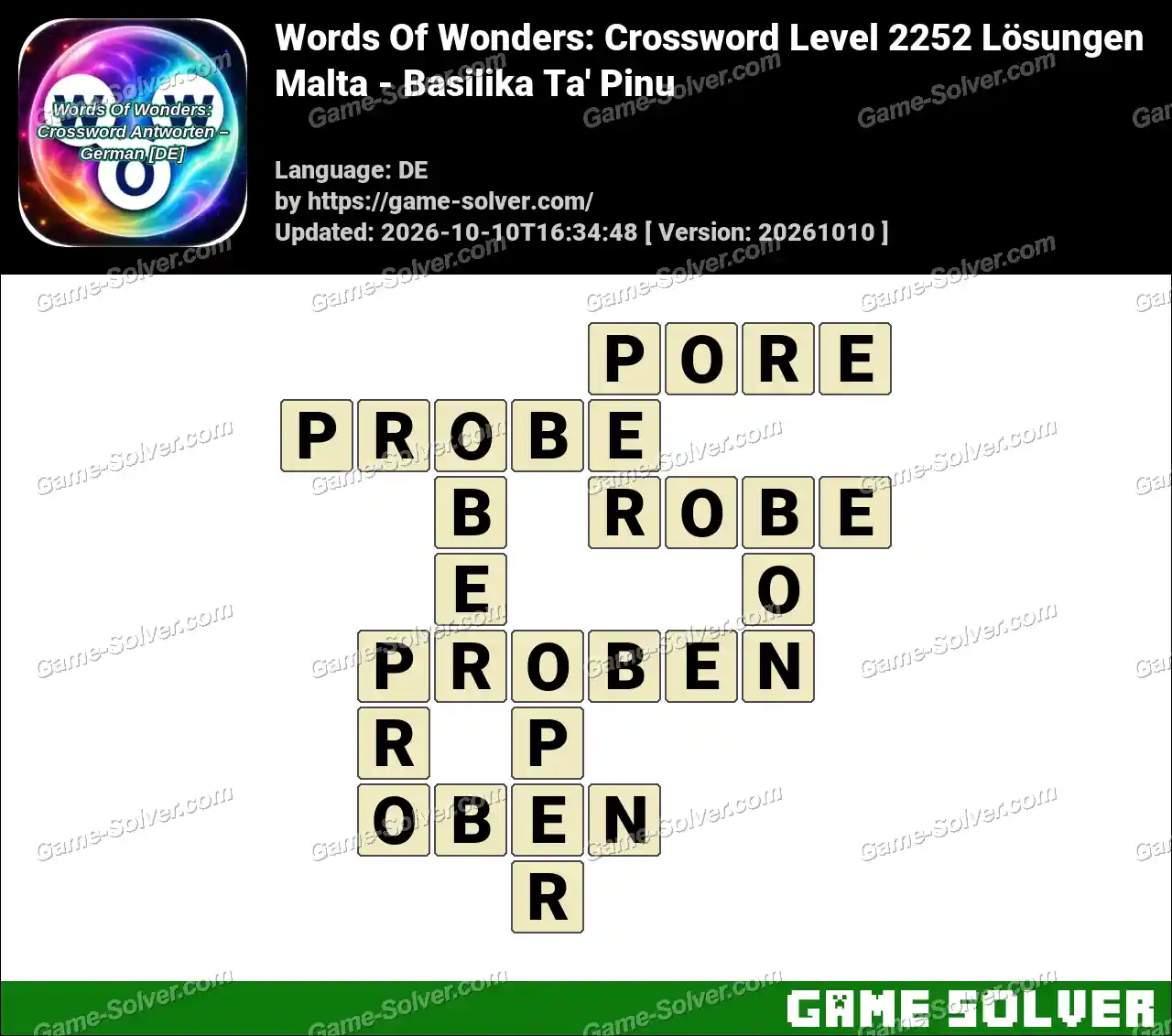 Words Of Wonders: Crossword Level 2252 Lösungen – Malta – Basilika Ta’ Pinu